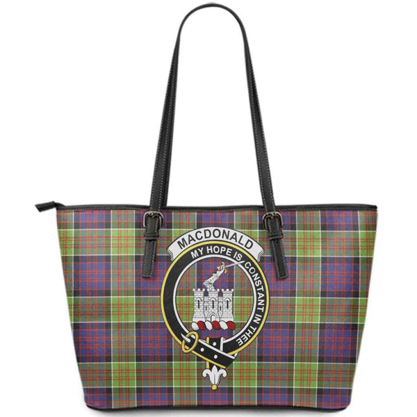 Scottish MacDonald (Clan Ranald) Clan Crest Tartan Leather Tote Tartan Plaid