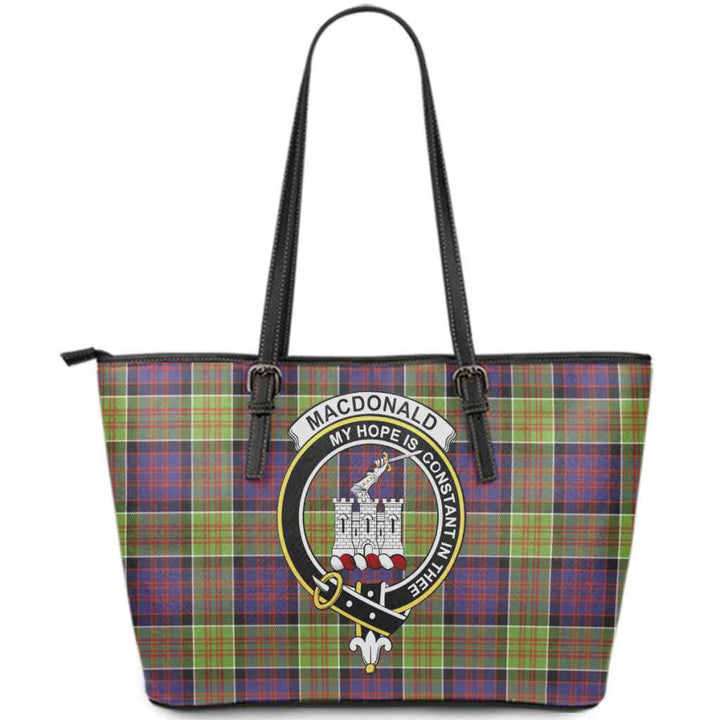Scottish MacDonald (Clan Ranald) Clan Crest Tartan Leather Tote Tartan Plaid