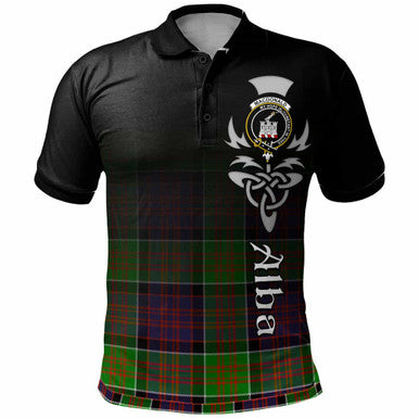 Scottish MacDonald (Clan Ranald) Clan Crest Tartan Polo Shirt - Alba Gu Brath Family Crest Celtic Inspired Front Side Tartan Plaid