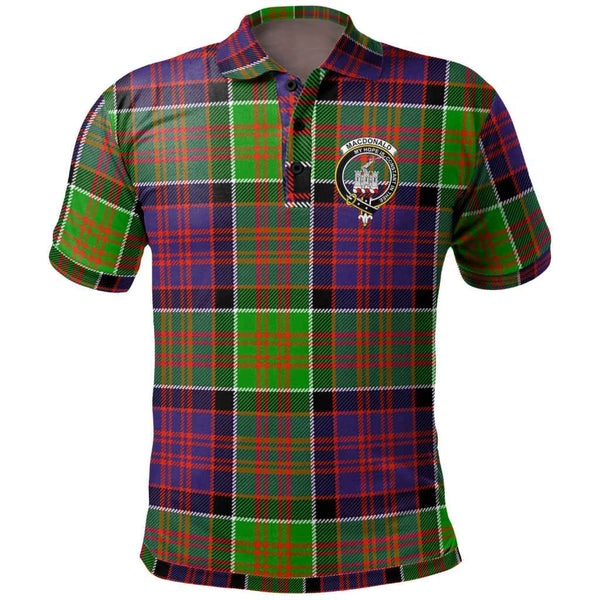Scottish MacDonald (Clan Ranald) Clan Crest Tartan Polo Shirt Front Side Tartan Plaid