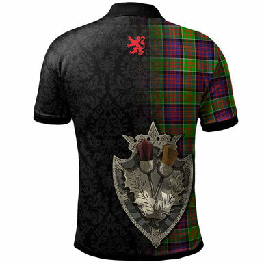 Scottish MacDonald (Clan Ranald) Clan Crest Tartan Polo Shirt - Half Thistle Flowers Celtic Design Back Side Tartan Plaid