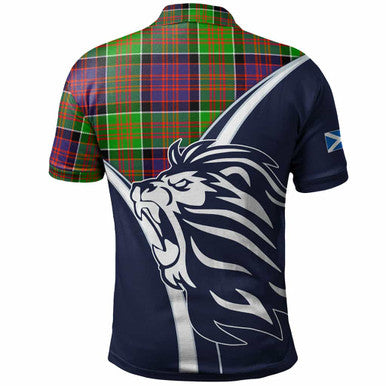 Scottish MacDonald (Clan Ranald) Clan Crest Tartan Polo Shirt - Scottish Flag With Lion Back Side Tartan Plaid