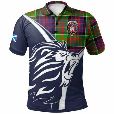 Scottish MacDonald (Clan Ranald) Clan Crest Tartan Polo Shirt - Scottish Flag With Lion Front Side Tartan Plaid
