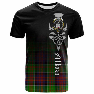 Scottish MacDonald (Clan Ranald) Clan Crest Tartan T-Shirt - Alba Gu Brath Family Crest Celtic Inspired Front Side Tartan Plaid