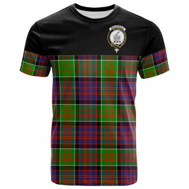 Scottish MacDonald (Clan Ranald) Clan Crest Tartan T-Shirt - Horizontal Style Front Side Tartan Plaid