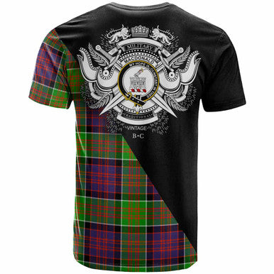 Scottish MacDonald (Clan Ranald) Clan Crest Tartan T-Shirt - Military Logo Back Side Tartan Plaid