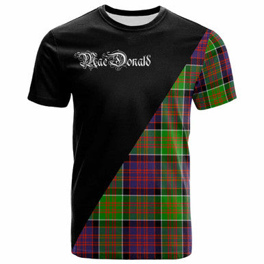 Scottish MacDonald (Clan Ranald) Clan Crest Tartan T-Shirt - Military Logo Front Side Tartan Plaid