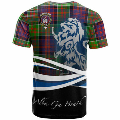 Scottish MacDonald (Clan Ranald) Clan Crest Tartan T-Shirt - Scotland Lion Back Side Tartan Plaid