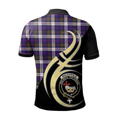Scottish MacDonald Dress Modern Clan Crest Tartan Polo Shirt Believe in Me Back Side Tartan Plaid