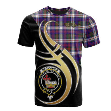 Scottish MacDonald Dress Modern Clan Crest Tartan T-Shirt Believe in Me Front Side Tartan Plaid