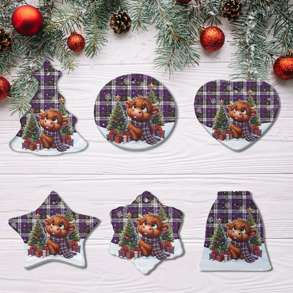 Scottish MacDonald Dress Modern Clan Tartan Ceramic Ornament Cute Highland Cow Christmas All Style Tartan Plaid