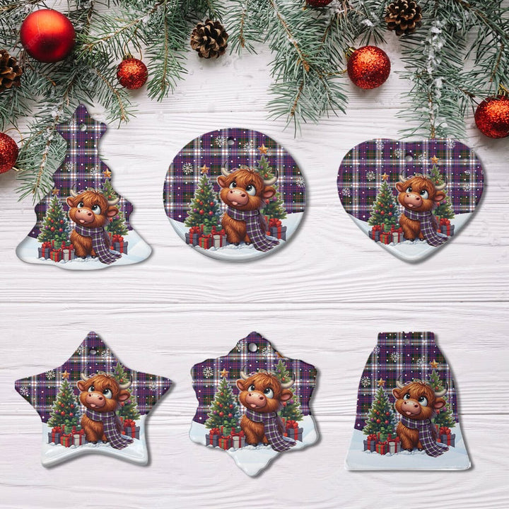 Scottish MacDonald Dress Modern Clan Tartan Ceramic Ornament Cute Highland Cow Christmas All Style Tartan Plaid