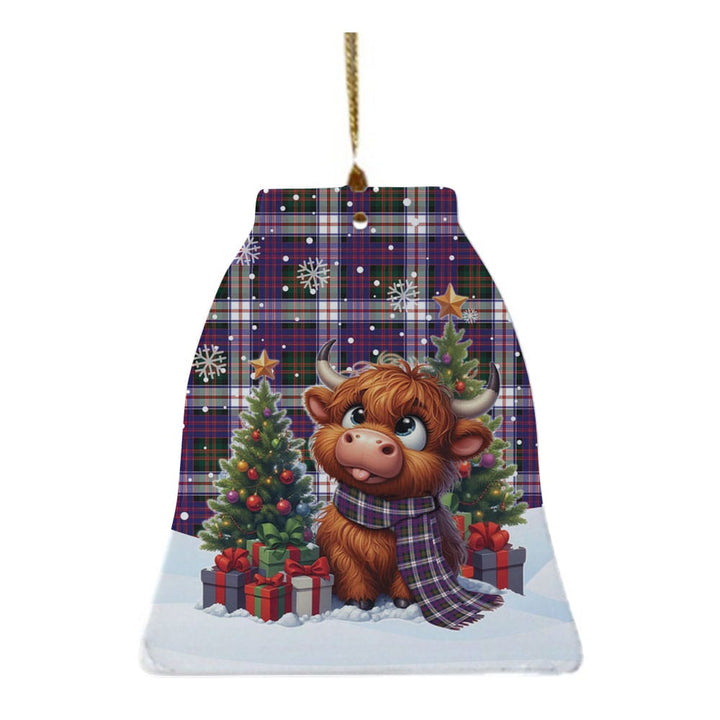 Scottish MacDonald Dress Modern Clan Tartan Ceramic Ornament Cute Highland Cow Christmas Bell Style Tartan Plaid