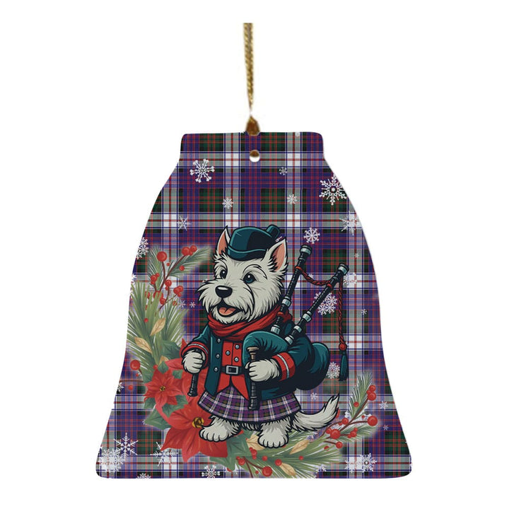 Scottish MacDonald Dress Modern Clan Tartan Ceramic Ornament Cute Scottish Terrier Dog Bell Style Tartan Plaid