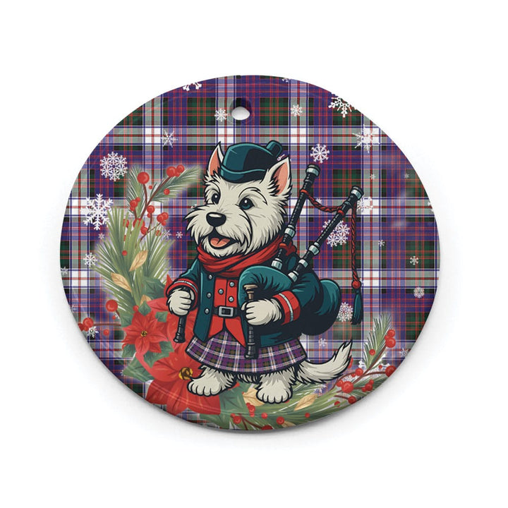 Scottish MacDonald Dress Modern Clan Tartan Ceramic Ornament Cute Scottish Terrier Dog Circle Style Tartan Plaid