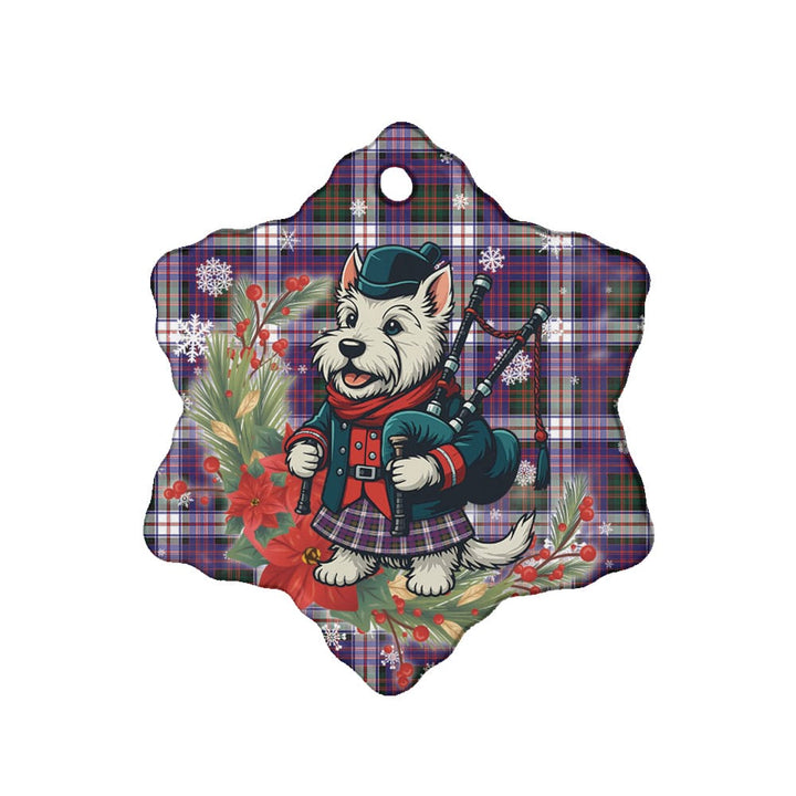 Scottish MacDonald Dress Modern Clan Tartan Ceramic Ornament Cute Scottish Terrier Dog Snow Flake Style Tartan Plaid