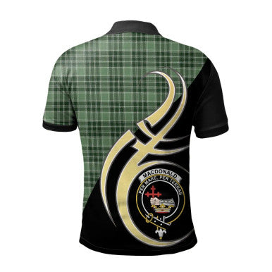 Scottish MacDonald Lord of The Isles Hunting Clan Crest Tartan Polo Shirt Believe in Me Back Side Tartan Plaid