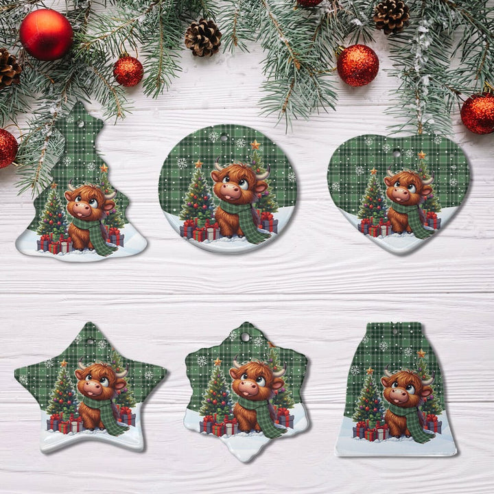 Scottish MacDonald Lord of the Isles Hunting Clan Tartan Ceramic Ornament Cute Highland Cow Christmas All Style Tartan Plaid