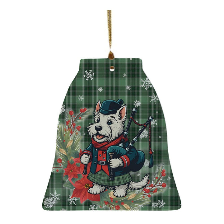 Scottish MacDonald Lord of the Isles Hunting Clan Tartan Ceramic Ornament Cute Scottish Terrier Dog Bell Style Tartan Plaid