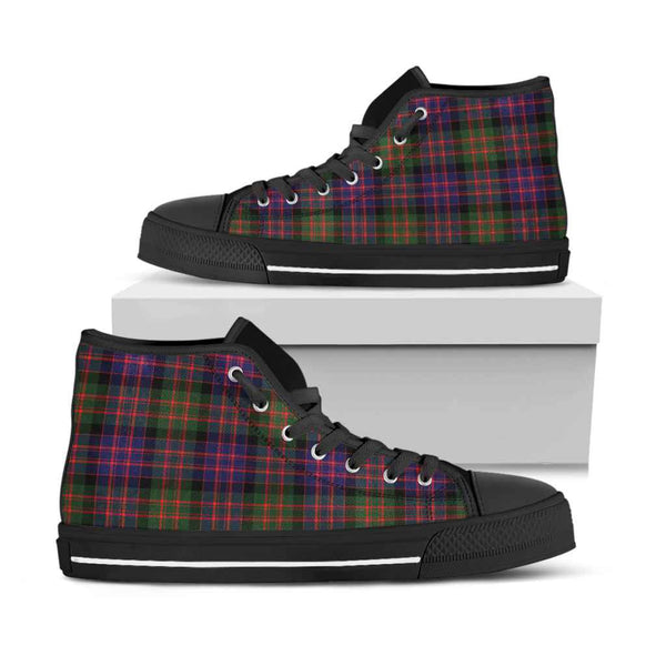 Scottish MacDonald Modern Clan Tartan High Top Shoes Black Sole Tartan Plaid