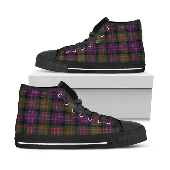 Scottish MacDonald Modern Clan Tartan High Top Shoes Black Sole Tartan Plaid