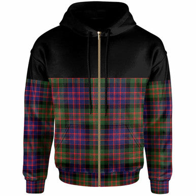 Scottish MacDonald Modern Clan Tartan Hoodie - Horizontal Style Zip Tartan Plaid