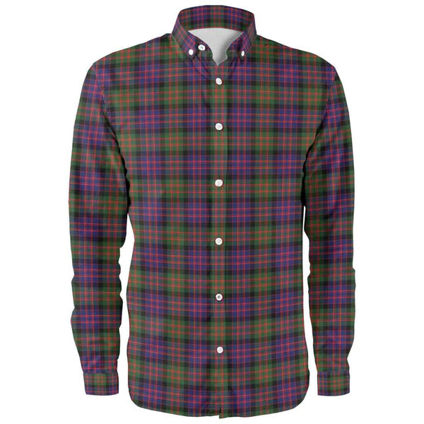 Scottish MacDonald Modern Clan Tartan Long Sleeve Shirt Front Side Tartan Plaid