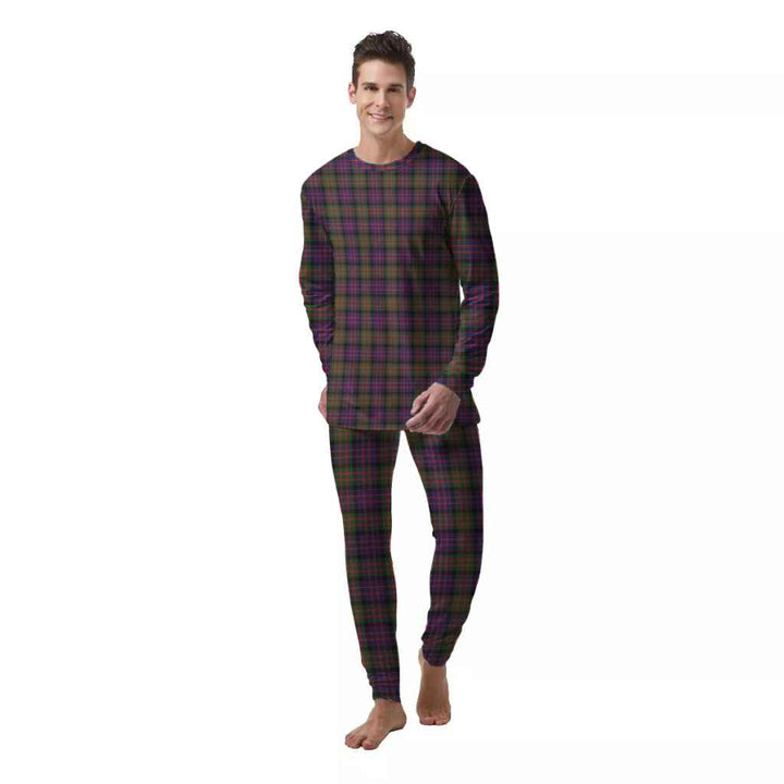 Scottish MacDonald Modern Clan Tartan Pajama Set  Men Front Side Tartan Plaid