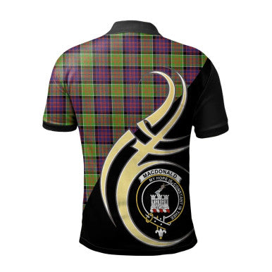 Scottish MacDonald of Clanranald Clan Crest Tartan Polo Shirt Believe in Me Back Side Tartan Plaid