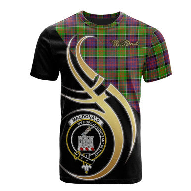 Scottish MacDonald of Clanranald Clan Crest Tartan T-Shirt Believe in Me Front Side Tartan Plaid