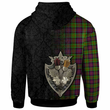 Scottish MacDonald of Clanranald Clan Tartan Hoodie - Half Thistle Flowers Celtic Design Back Side Tartan Plaid