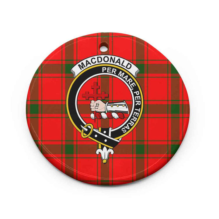 Scottish MacDonald (of Sleat) Clan Crest Tartan Ceramic Ornament Circle Shape Tartan Plaid