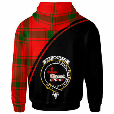 Scottish MacDonald (of Sleat) Clan Crest Tartan Curve Hoodie Back Side Tartan Plaid