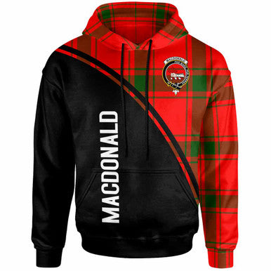 Scottish MacDonald (of Sleat) Clan Crest Tartan Curve Hoodie Front Side Tartan Plaid