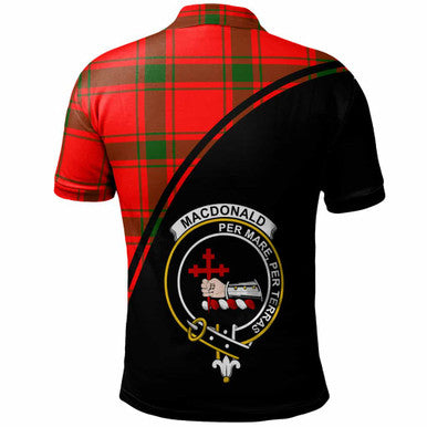 Scottish MacDonald (of Sleat) Clan Crest Tartan Curve Polo Shirt Back Side Tartan Plaid