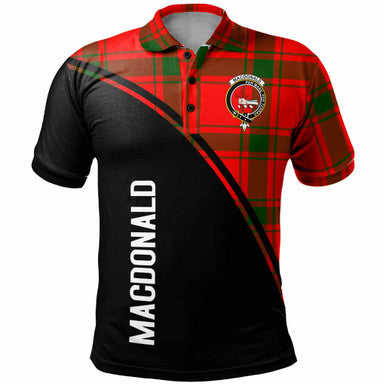 Scottish MacDonald (of Sleat) Clan Crest Tartan Curve Polo Shirt Front Side Tartan Plaid