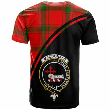 Scottish MacDonald (of Sleat) Clan Crest Tartan Curve T-Shirt Back Side Tartan Plaid
