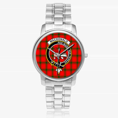 Scottish MacDonald (of Sleat) Clan Crest Tartan Folding Clasp Steel Quartz Watches Tartan Plaid Silver 1