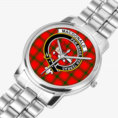 Scottish MacDonald (of Sleat) Clan Crest Tartan Folding Clasp Steel Quartz Watches Tartan Plaid Silver 2