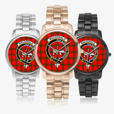 Scottish MacDonald (of Sleat) Clan Crest Tartan Folding Clasp Steel Quartz Watches Tartan Plaid All