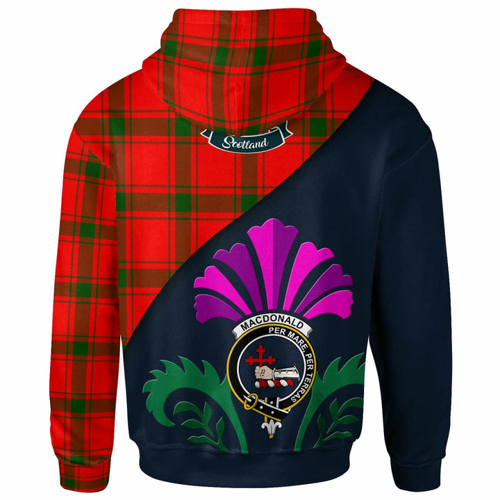 Scottish MacDonald (of Sleat) Clan Crest Tartan Hoodie - Scotland Thistle Style Back Side Tartan Plaid