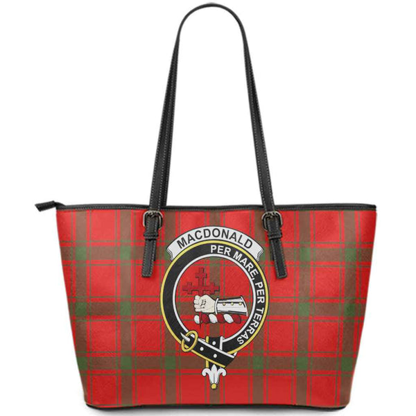 Scottish MacDonald (of Sleat) Clan Crest Tartan Leather Tote Tartan Plaid