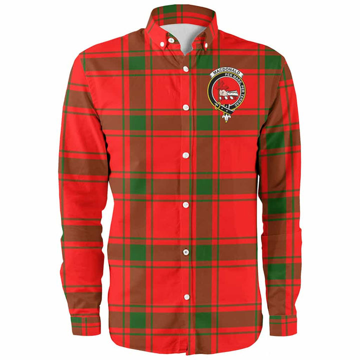 Scottish MacDonald (of Sleat) Clan Crest Tartan Long Sleeve Shirt Front Side Tartan Plaid