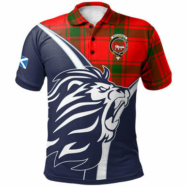 Scottish MacDonald (of Sleat) Clan Crest Tartan Polo Shirt - Scottish Flag With Lion Front Side Tartan Plaid