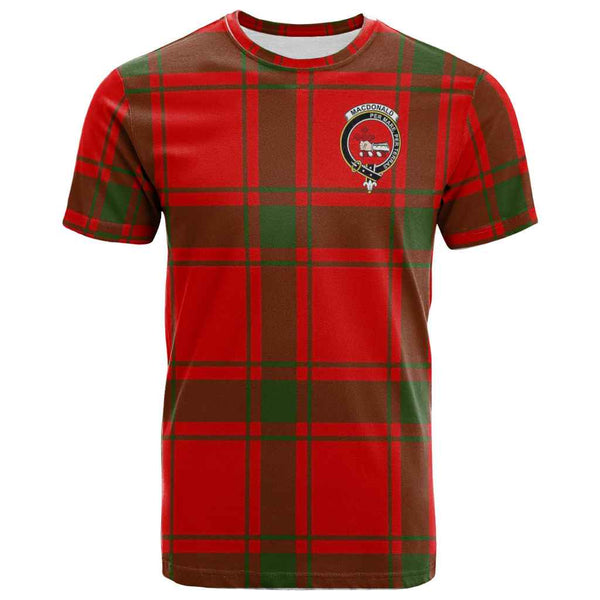Scottish MacDonald (of Sleat) Clan Crest Tartan T-Shirt Front Side Tartan Plaid