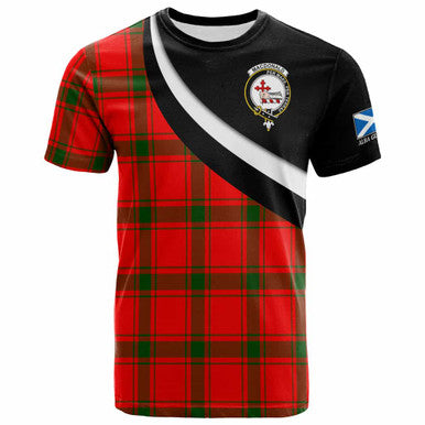 Scottish MacDonald (of Sleat) Clan Crest Tartan T-Shirt - Scotland Forever Style Front Side Tartan Plaid