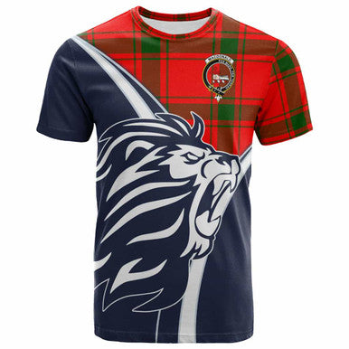 Scottish MacDonald (of Sleat) Clan Crest Tartan T-Shirt - Scottish Flag With Lion Front Side Tartan Plaid
