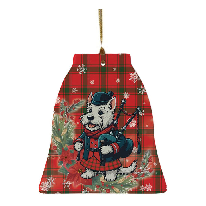 Scottish MacDonald of Sleat Clan Tartan Ceramic Ornament Cute Scottish Terrier Dog Bell Style Tartan Plaid