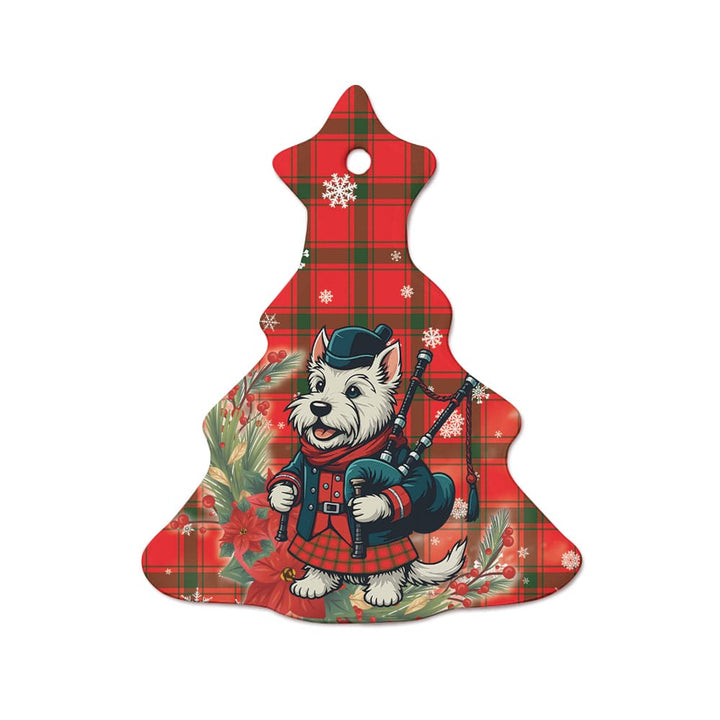 Scottish MacDonald of Sleat Clan Tartan Ceramic Ornament Cute Scottish Terrier Dog Tree Style Tartan Plaid