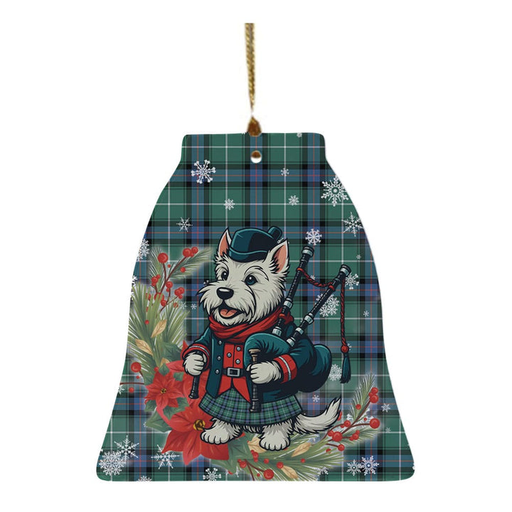 Scottish MacDonald of the Isles Hunting Ancient Clan Tartan Ceramic Ornament Cute Scottish Terrier Dog Bell Style Tartan Plaid